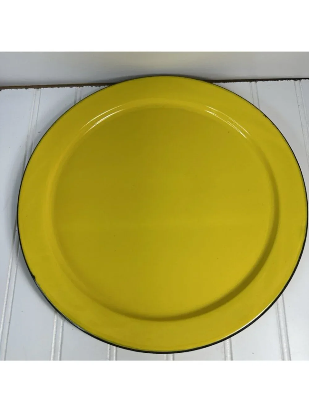 6 OTO Japan Vintage Yellow Enamelware Dishes Plates Mid Century 11.25” Retro MCM